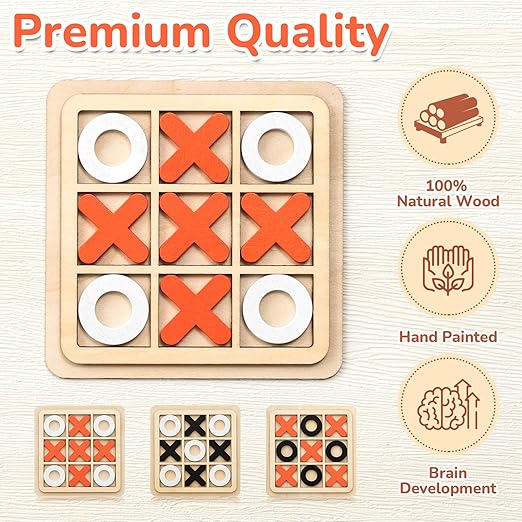 Wooden Mini Tic Tac Toe Game for Kids