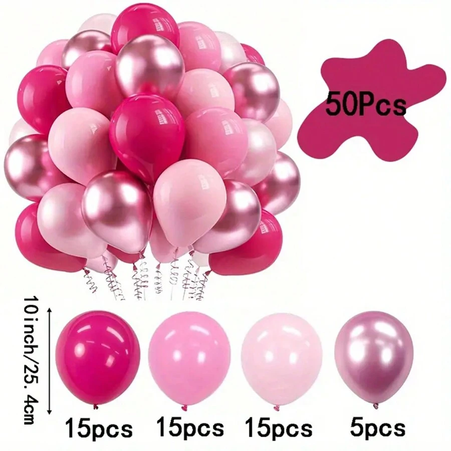 5.5 Inches Metallic Latex Balloons - Dark Pink (Pack of 25)