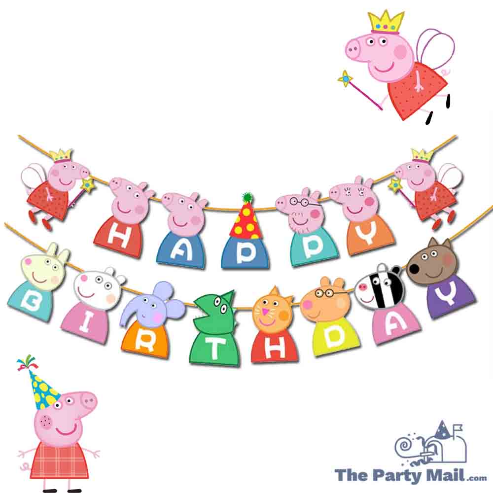 Peppa Pig Theme Birthday Banner