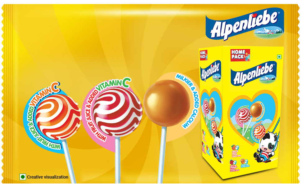 Alpenliebe Orange, Strawberry & Caramel Flavour Lollipops - Mixed Pack