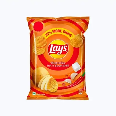 Lay's Chips Packet - West Indies Hot 'n' Sweet Chilli (Orange/Dark Green accents)