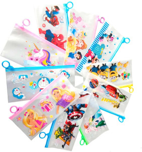 Transparent Stationary Zip Pouch for Kids Mixed Design 21cm X 14 cm Daisy Design