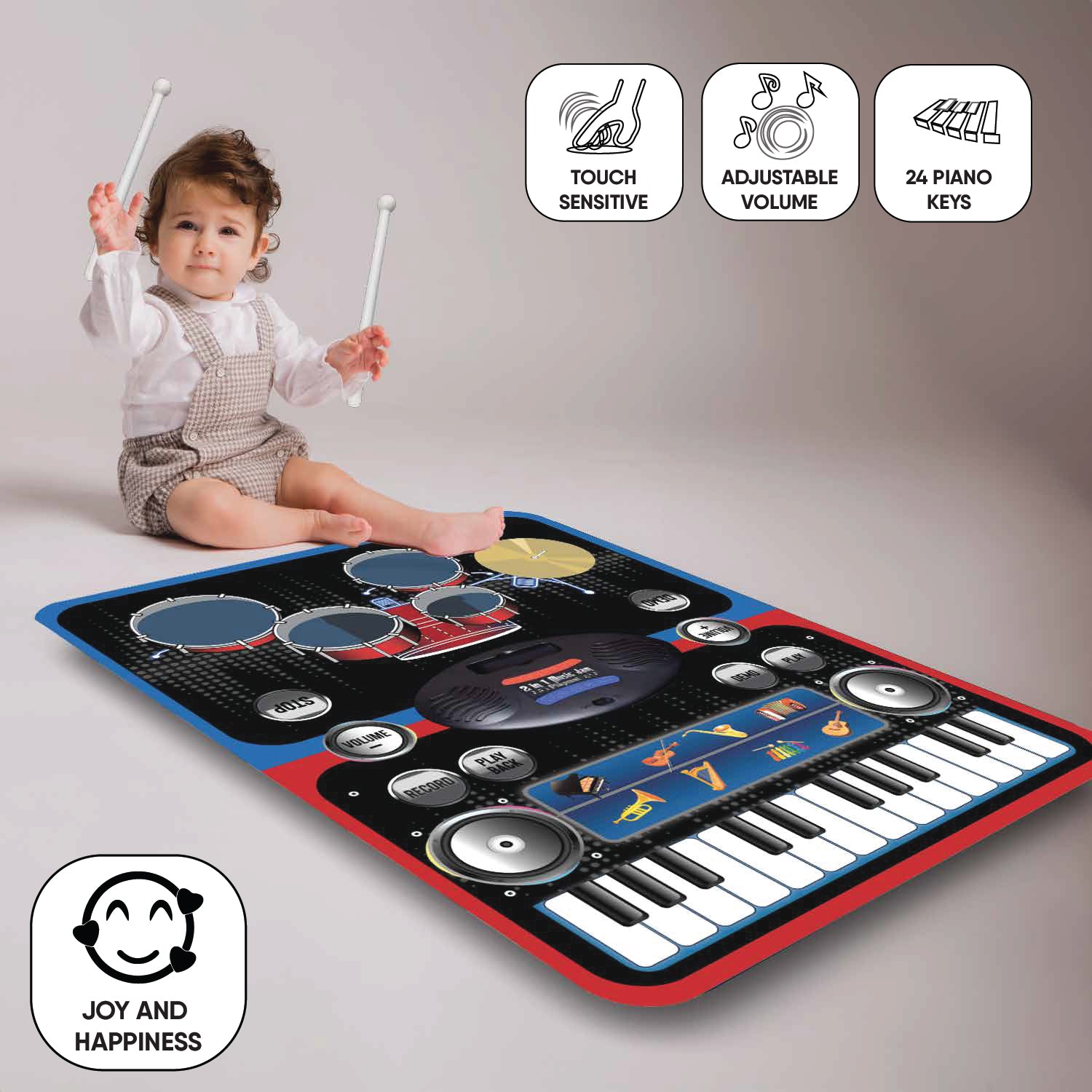 Music Playmat with Drums Kids Toy 2 in 1