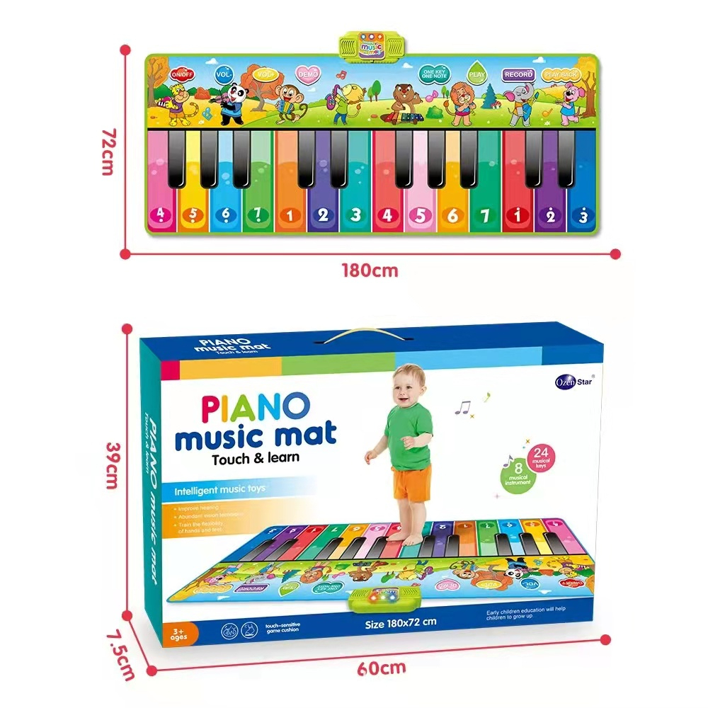 Piano Keyboard Musical Mat for Kids 1-6 Years Play Gym Dance Mat Baby Musical Keyboard Toy for Toddlers Boys Girls Foldable Music Blanket Activity Game Carpet Gift