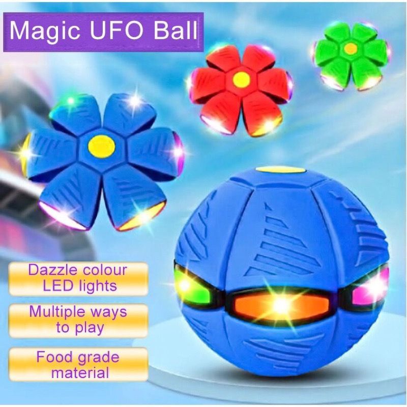 UFO Deformed Ball Toy | 2-in-1 Frisbee & Ball | Glow-in-The-Dark Transforming Flying Disc for Kids | Safe Plastic Outdoor Sports Toy