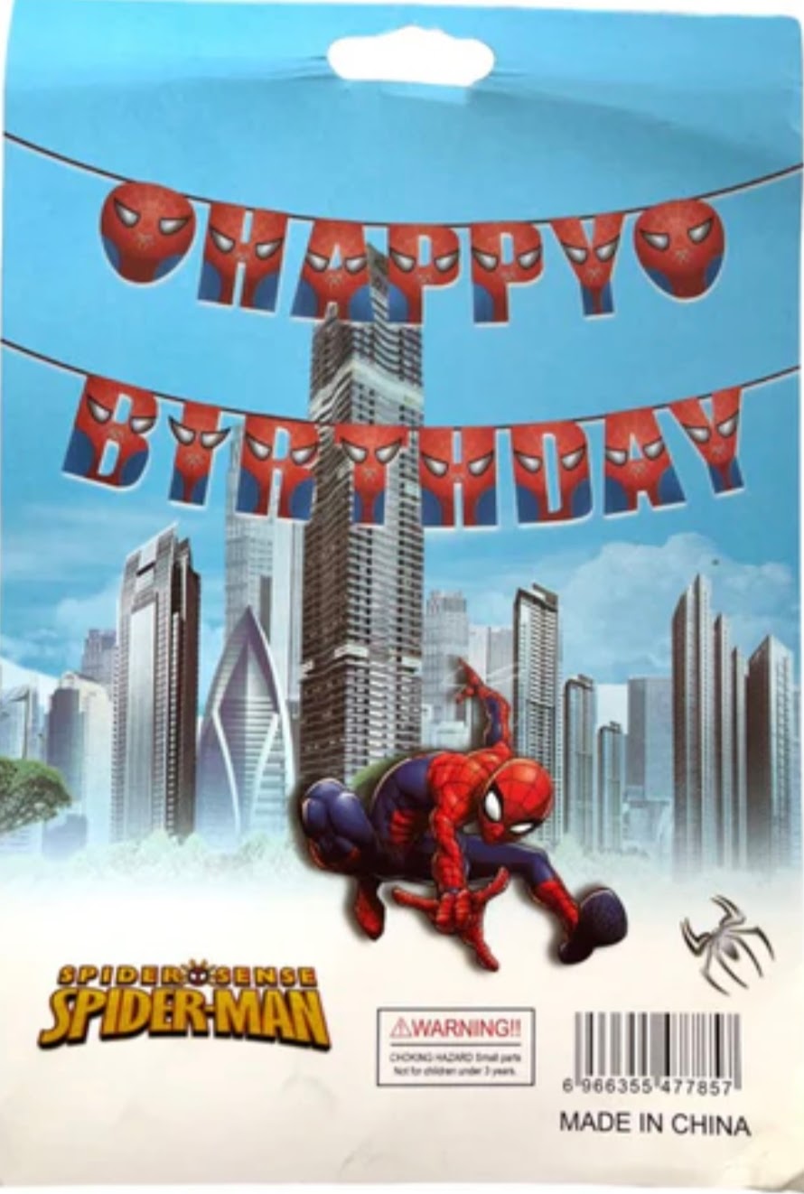 SpiderMan Theme Birthday Banner