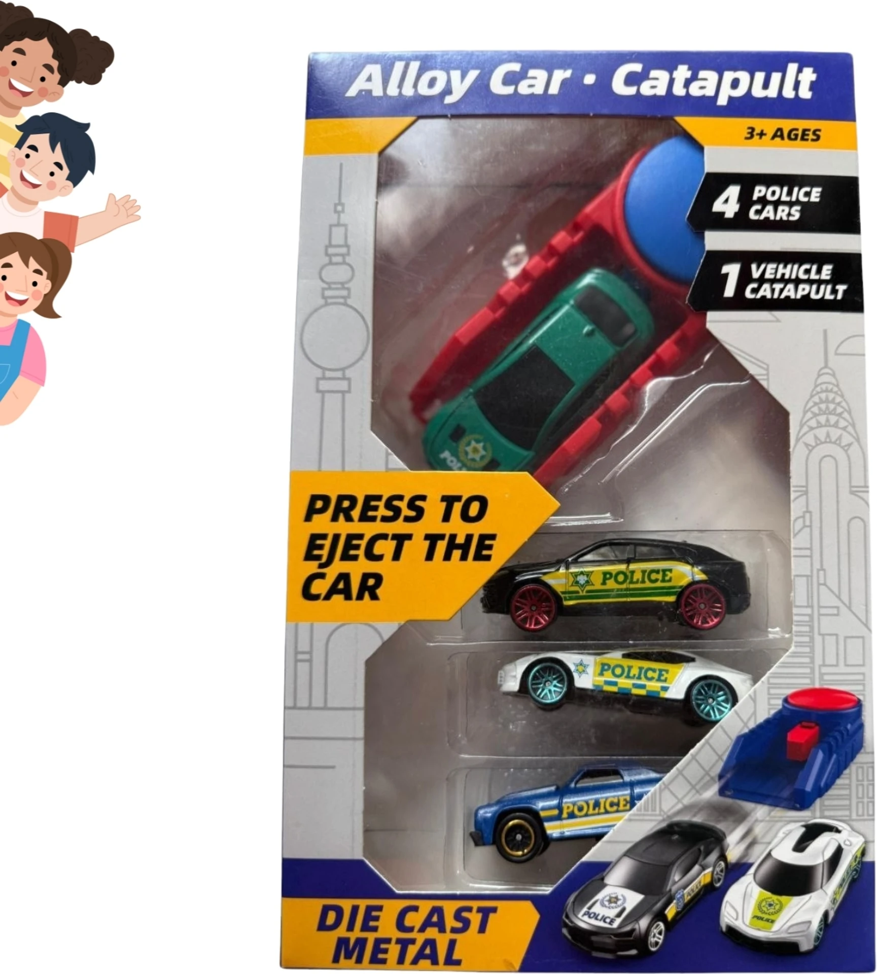 Rapid car launcher with 4 metal master racer cars and One Launcher
