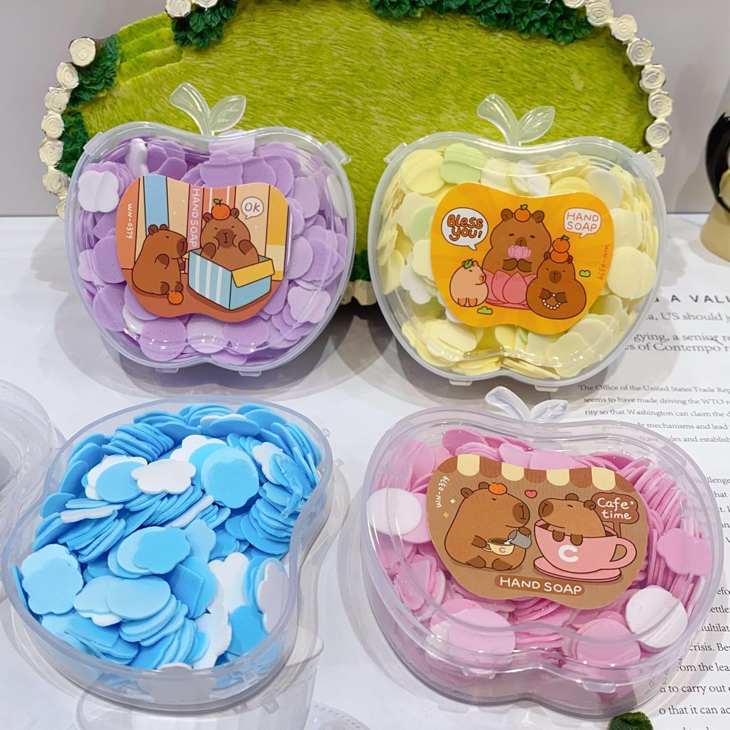 Flower Design Tube Shape Bottle Paper Soap, Travel Accessories Dissolvable Soap Sheets For Hand Wash - Soap Paper Soap For Kids | Return Gift | Travel Ready