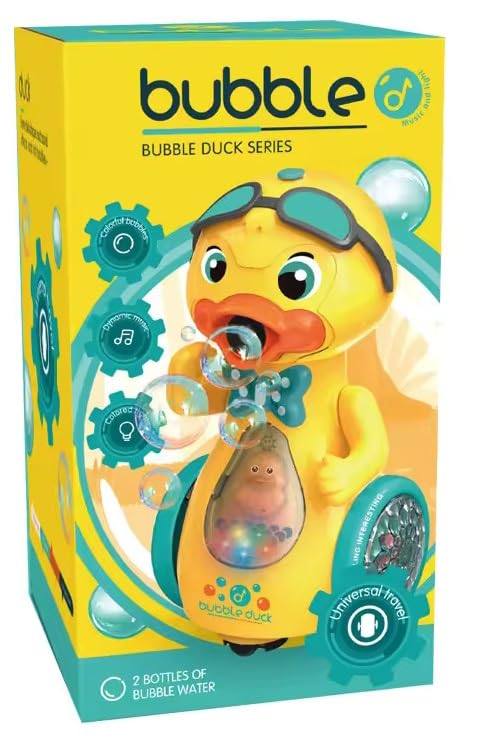 Musical Walking & Bubble Blowing Duck Toy with Electric Gimbal Sunglasses for Kid, Multicolor