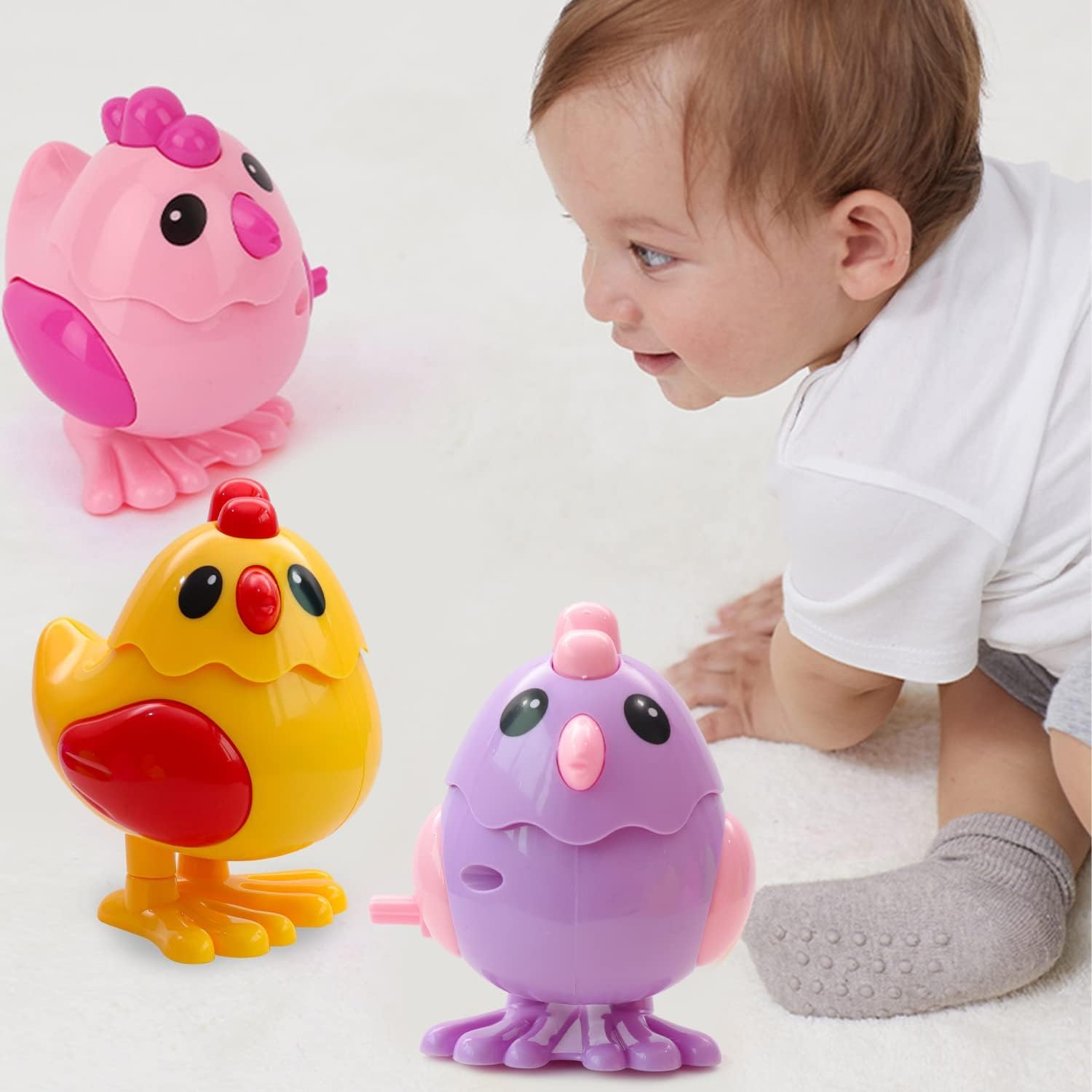 Jumping Chicken Hen Toy | Key-Operated Crank Mini Hen For Babies