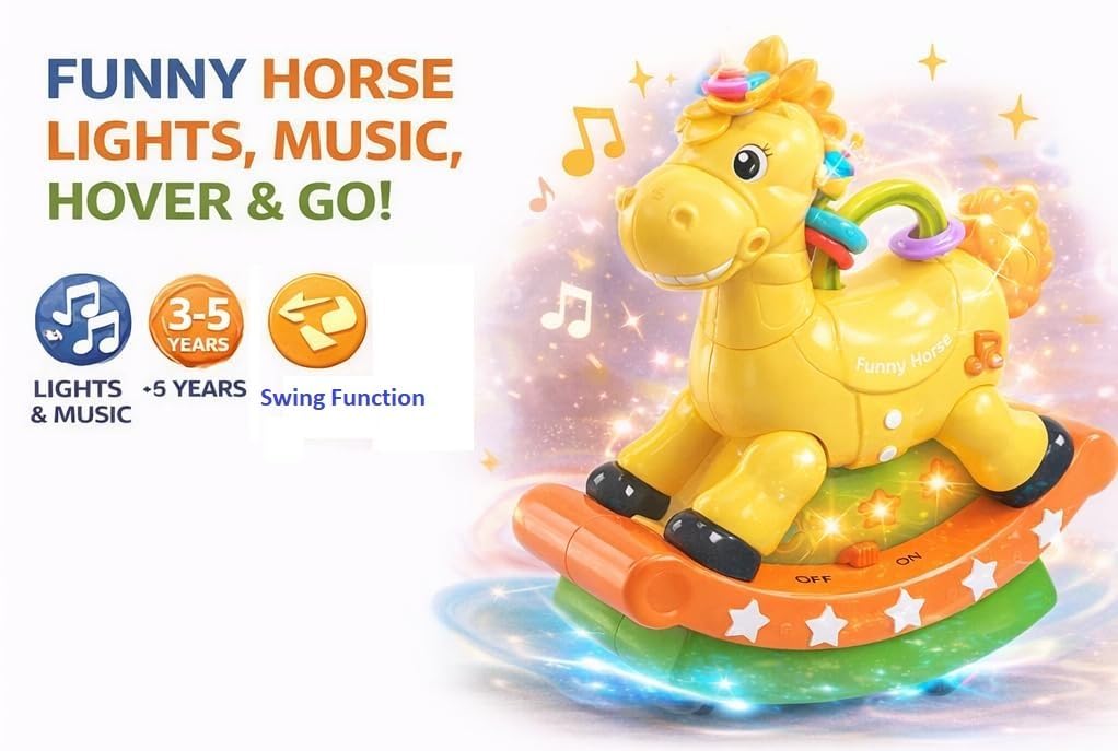 Funny Horse Musical Rocking Toy with Lights & Music | Swing Action | Battery Operated Kids Toy for Toddlers & Babies (Funny Horse)
