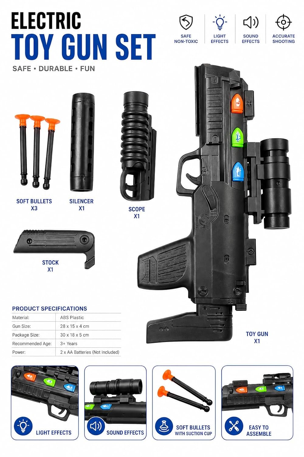 Machine Gun Toy With Fog MP7 2 in 1 Gun