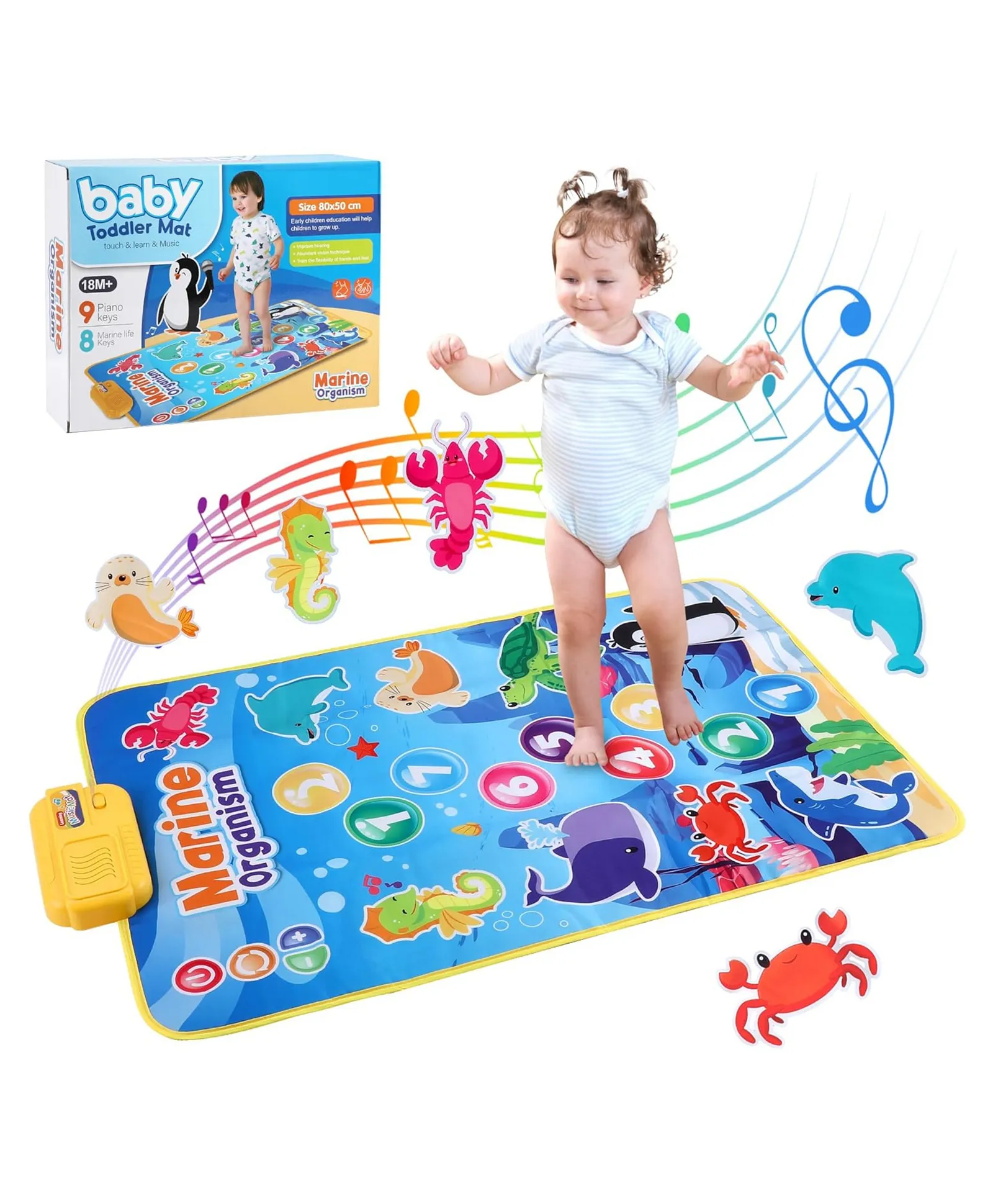 Baby Toddler Mat Aqua Marine Version fish and Water animal and Number