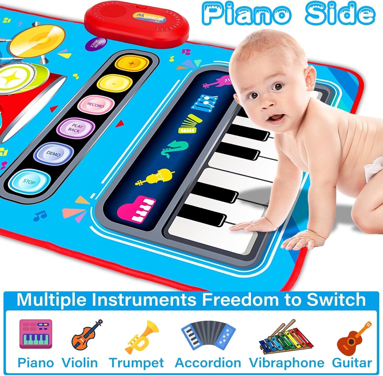 Baby Musical Mat Toddler Toys Piano Drum Babies Play Mat - Infant Music Toy 12-18 Months Babies