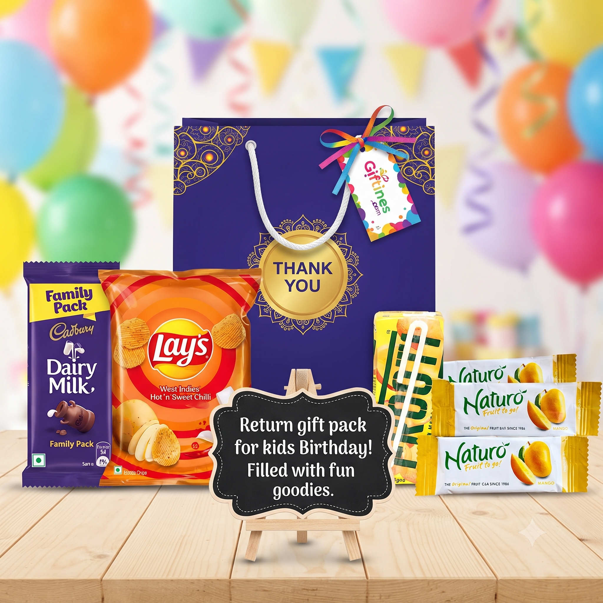 Giftines Ultimate Gratitude & Joy Return Gift Pack – Premium Treats in Blue Thank You Bag