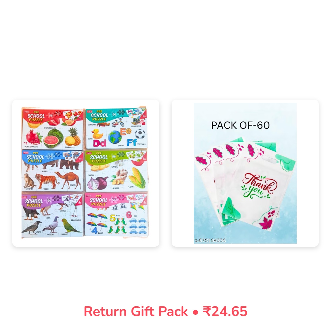 Giftines Ultimate Joy Premium Return Gift Pack: Fun Puzzle & Elegant Thank You Bag