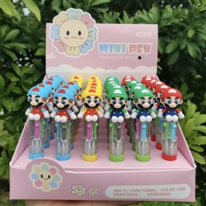 Giftines Super Mario 4-Color Multicolor Pen Set (Pack of 3) - Cute Cartoon Stationery for Kids, School Supplies, and Birthday Return Gifts