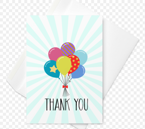 Colorful Balloon Bouquet Professional Thank You Card (5x7 Size)