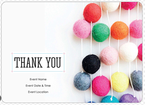 Modern Pink Felt Balls Event Invitation/Card (4x6 Size)
