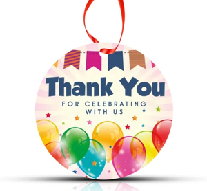 Round Festive Balloons Party Hanging Tag (4x6 Size)