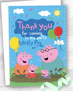 Peppa Pig Muddy Puddles Birthday Thank You Card (4x6 Size)
