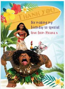 Moana and Maui Island Adventure Thank You Card (5x7 Size)