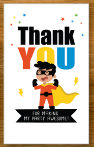 Superhero Boy Caped Crusader Party Thank You (4x6 Size)