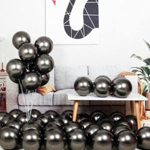 5.5 Inches Metallic Latex Balloons - Black (Pack of 25)