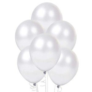 5.5 Inches Metallic Latex Balloons - White (Pack of 25)