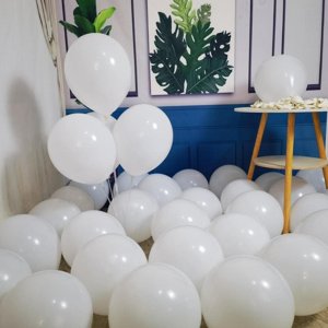 5.5 Inches Metallic Latex Balloons - White (Pack of 50)