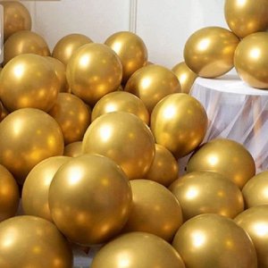 5.5 Inches Metallic Latex Balloons - Golden (Pack of 50)