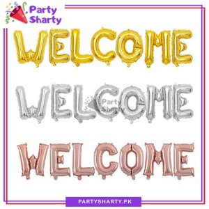 Welcome Letter Banner for Baby Welcome or Guest Welcome Party Golden Foil