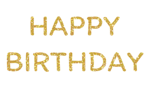 Happy Birthday Banner Golden Glitter Text