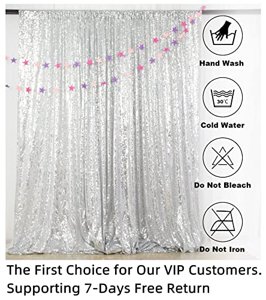 Sequins Backdrop/Curtain for Photo Booth, Party Stage Background Silver Shimmer Cloth Based 3 X 7 Ft