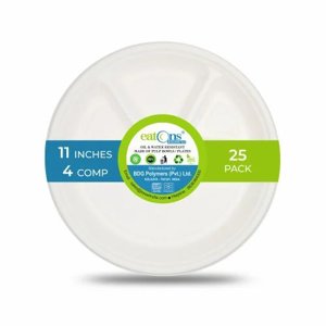 Disposable 4-Compartment Plate (11") (Pack Of 25)