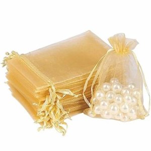 Organza Shagun Potli for Return Gift, Dry Fruit Packaging, Gifting Pouch 6 X 8 Inch - Red