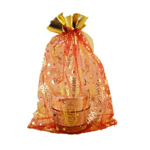 Organza Shagun Potli for Return Gift, Dry Fruit Packaging, Gifting Pouch 8 X 10 Inch - Red