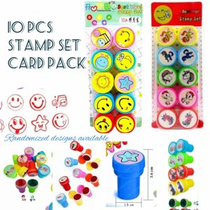 Stamp For Kids | Prefilled Ink Red | Set of 10 Stamp Box | Best for Return Gift 