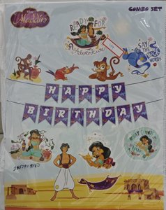 Giftines Premium Aladdin Theme Birthday Party Decorations Pack - Magical Animated Movie Party Supplies Kit for Kids, Vibrant Backdrop and Banner Set