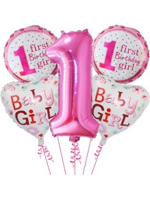 1st Birthday Foil Balloon Pack for Girl