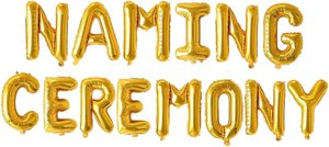 Name Ceremony Banner Golden Letters Foil Balloon