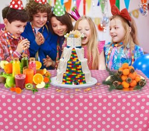 Cake Table Cover for Party and Any event Standard Design (Disposable) - Pink