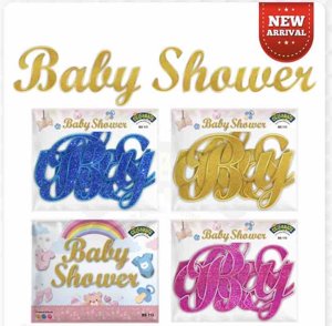 Baby Shower Banner Golden Letters Sparkle Text