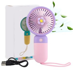 Portable Fan Rechargeable with LED Light - Foldable Mini Fan, Small Fan, USB Charging Hand Fan with 1200mAh Battery