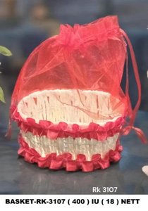 Bamboo Basket Net Cover, Handmade Decorative Gift Hamper Basket Round Shape 6 Inch