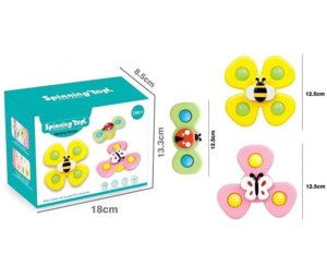 Spinning Toy For Kids Attached to Glass Window of Car Engaging toy Set of 3 Toys in 1 Box