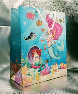 Big Size Return Gift Hand Bag - Thank You Bag 12 Inch x 8 Inch - Mermaid Theme