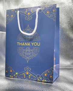 Big Size Return Gift Hand Bag - Thank You Bag 12 Inch x 8 Inch - Blue Thank You