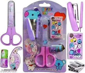 Giftines Premium 5-in-1 Cute Unicorn Stationery Gift Set – Mini Stapler, Safety Scissors & Tape Dispenser Kit for Kids, School Supplies & Birthday Return Gifts