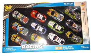 Motors Racing Metal Car Set, 12 Pieces Pull Back Toy Cars, Die-Cast Vehicles